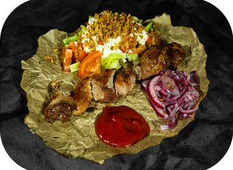 Шашлык из свинины с овощами